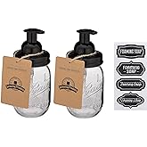 Jarmazing Products Mason Jar Foaming Soap Dispenser - Black - with 16 Ounce Ball Mason Jar - Two Pack!