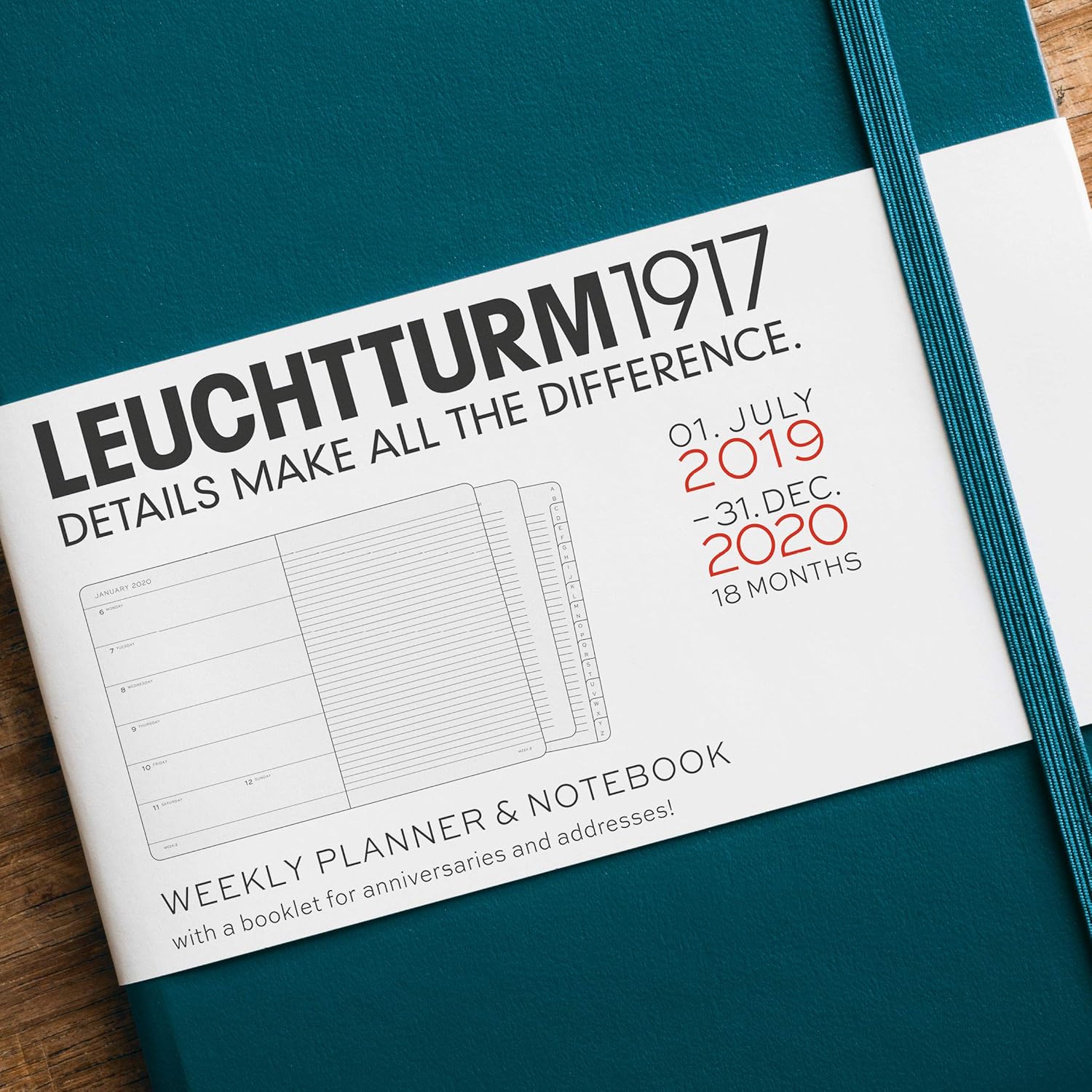 Agenda y cuaderno 2020, tapa dura, A5, 18 meses, color baya ...