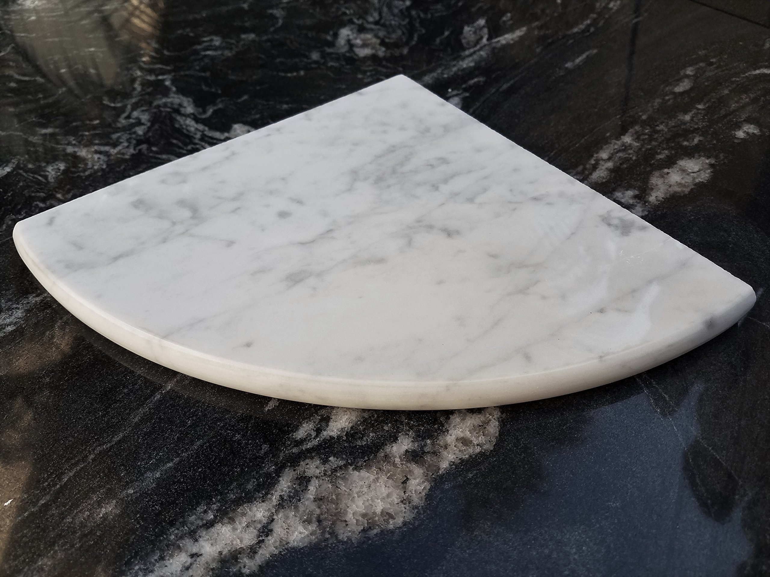 8" Marble Shower Corner Shelf Soap Dish (Carrara Bianco) Natural
