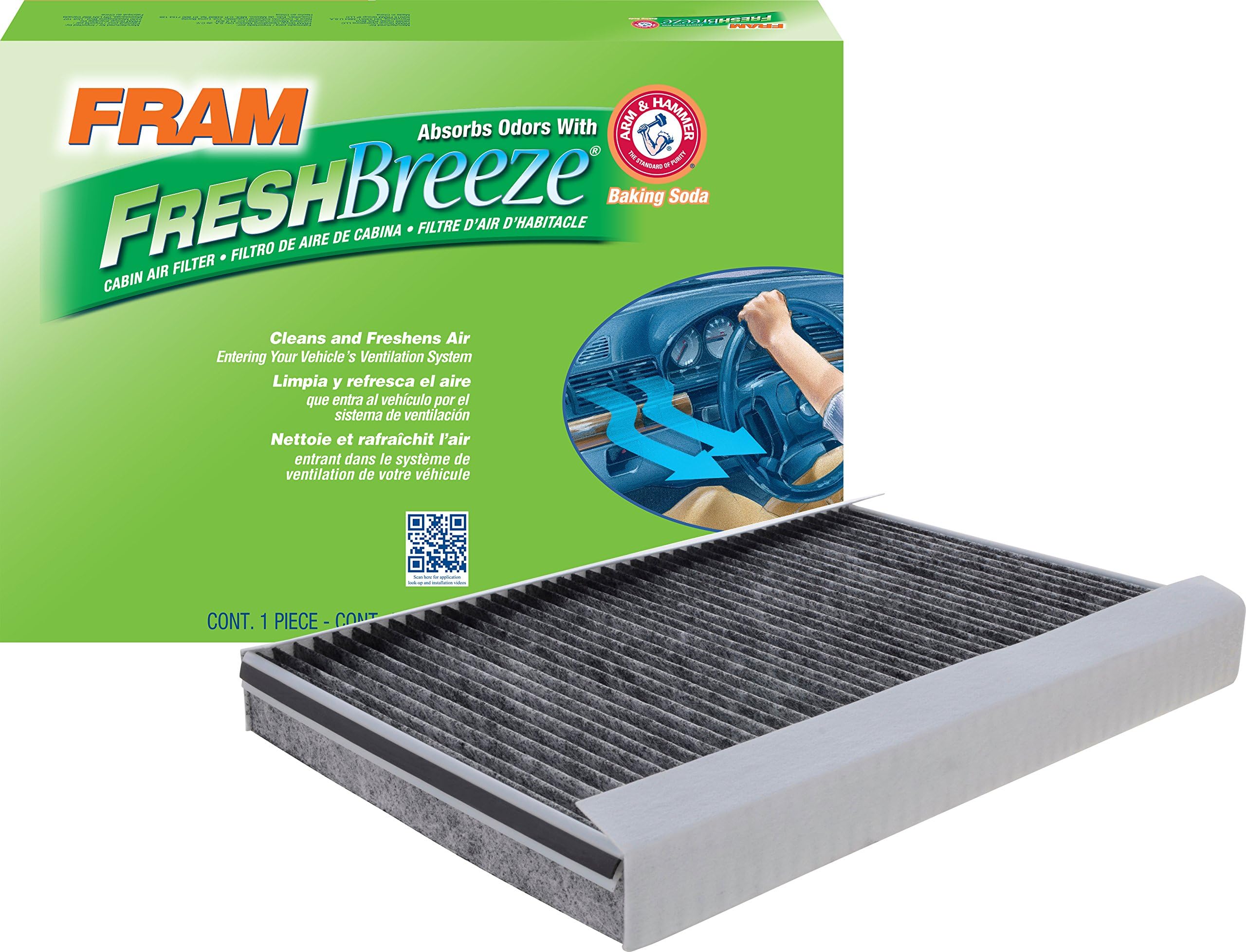 Fram Fresh Breeze Cabin Air Filter with Arm & Hammer Baking Soda, CF10436 for Select Dodge/Mercedes/Freightliner Sprinter Model Years