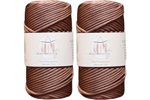 Makromecity, 2 Skeins of Polyester Macrame Cord 3mm x 131 Yards (394 feet) 3mm Polypropylene Copper Macrame Cord Crochet Macrame Bag Cord Crafts for Wall Hangings, Bags, Underplate, Rug