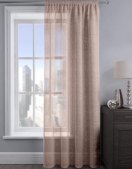 Intimates Sparkle Shimmer Plain Slot Top Voile Curtain Panel