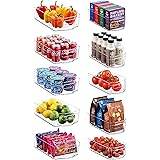 Set Of 10 Refrigerator Organizer Bins - 5 Wide and 5 Narrow Stackable Fridge Organizers for Freezer, Kitchen, Countertops, Ca