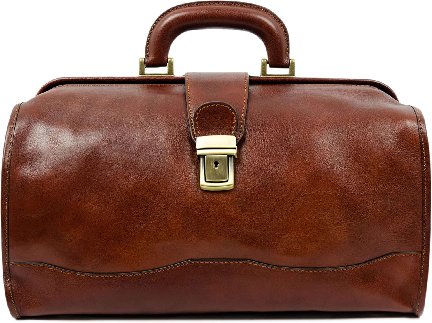 Time Resistance Leather Doctor Bag - Vintage Style Leather Handbag - Briefcase for Men and Women (Brown)