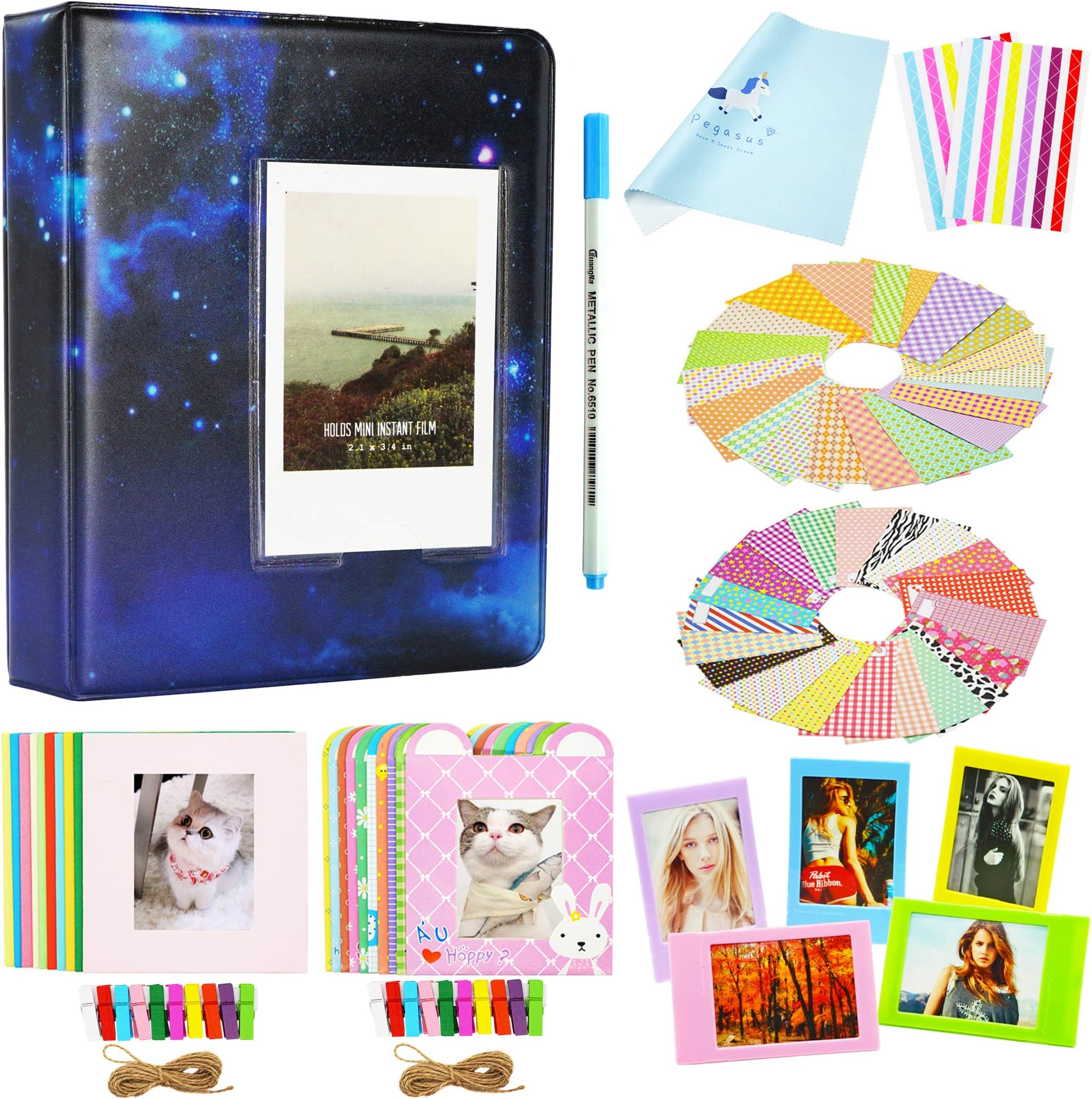 Yosuny Mini Photo Album 64 Pockets for 2X3 inch Photo,for Fujifilm Instax Mini11 Mini9 8+ 7s 25 50s 70 90 Liplay Instant Camera,Polaroid PIC/Snap/Kodak/HP Sprocket (64 pocket set, Blue2)