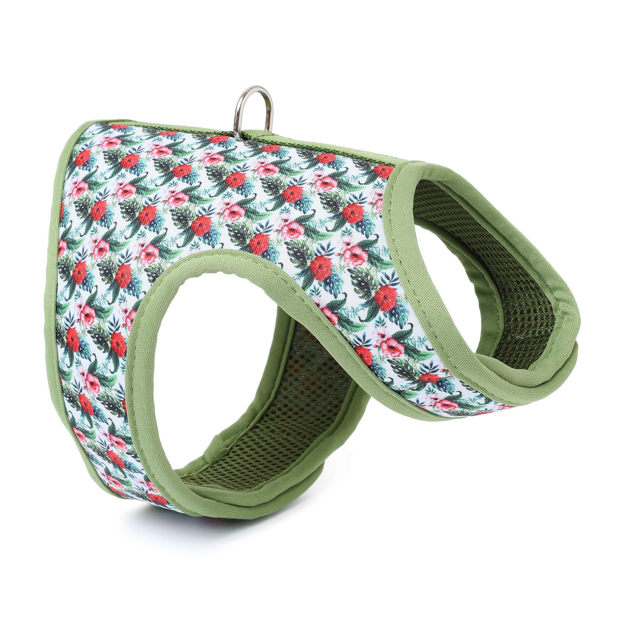 Mile High Life | Easy Get on Air Mesh Vest Harness | Spring Floral Collection | Adjustable Easy Closures both Neck and Chest |20 lbs Small Dogs & Cats | Wild Rose | S Chest Size (16"-18")