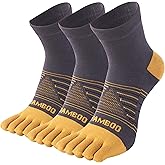 SPST Toe Socks for Men and Women, Bamboo Viscose Five Finger Ankle Socks, Athletic Running Socks 3 Pairs