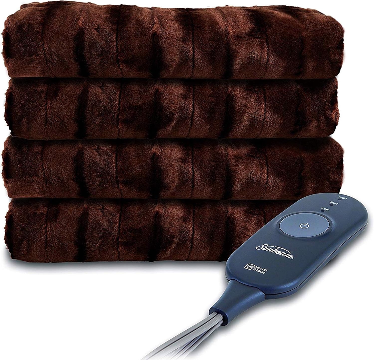 Sunbeam Heated Throw Blanket | Faux Fur, 3 Heat Settings, Walnut: Home & Kitchen
