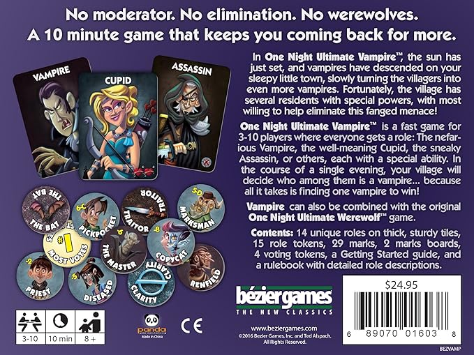 One Night Ultimate Vampire Family Party Game Bezier Games Bezvamp Board Traditional Games Games Gamersjo Com