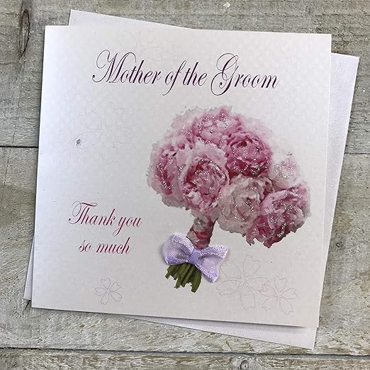 Amazon Com White Cotton Cards Mother Of The Groom Much Handmade Wedding Thank You Card Bouquet Kitchen Dining