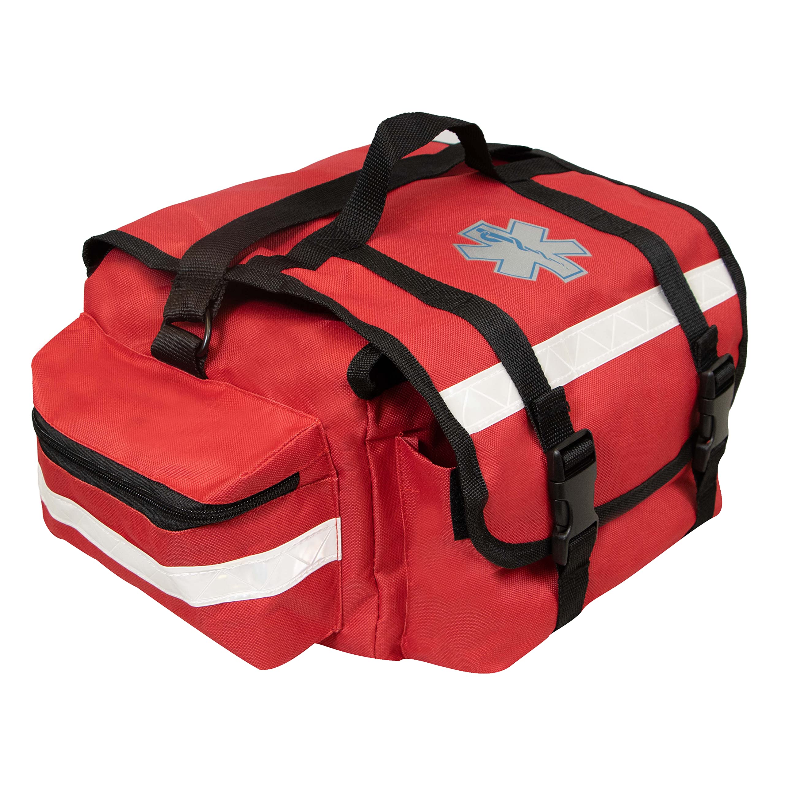 Primacare KB-RO74-R First Responder Bag for Trauma, Professional Multiple Compartment Kit Carrier for Emergency Medical Supplies, Red, 17 x 9 x 7 inches