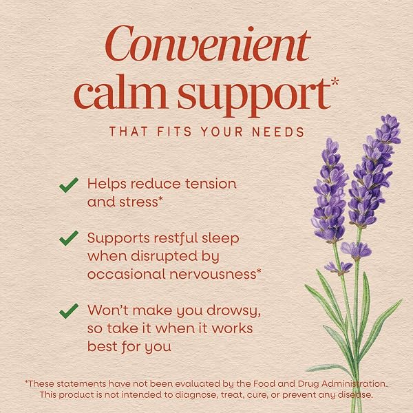 NATURE’S WAY CALMAID LAVENDER OIL SUPPLEMENT FOR CALM & STRESS SUPPORT*, CLINICALLY STUDIED SILEXAN LAVENDER OIL, NON-DROWSY, DAILY SOFTGELS, 30 COUNT