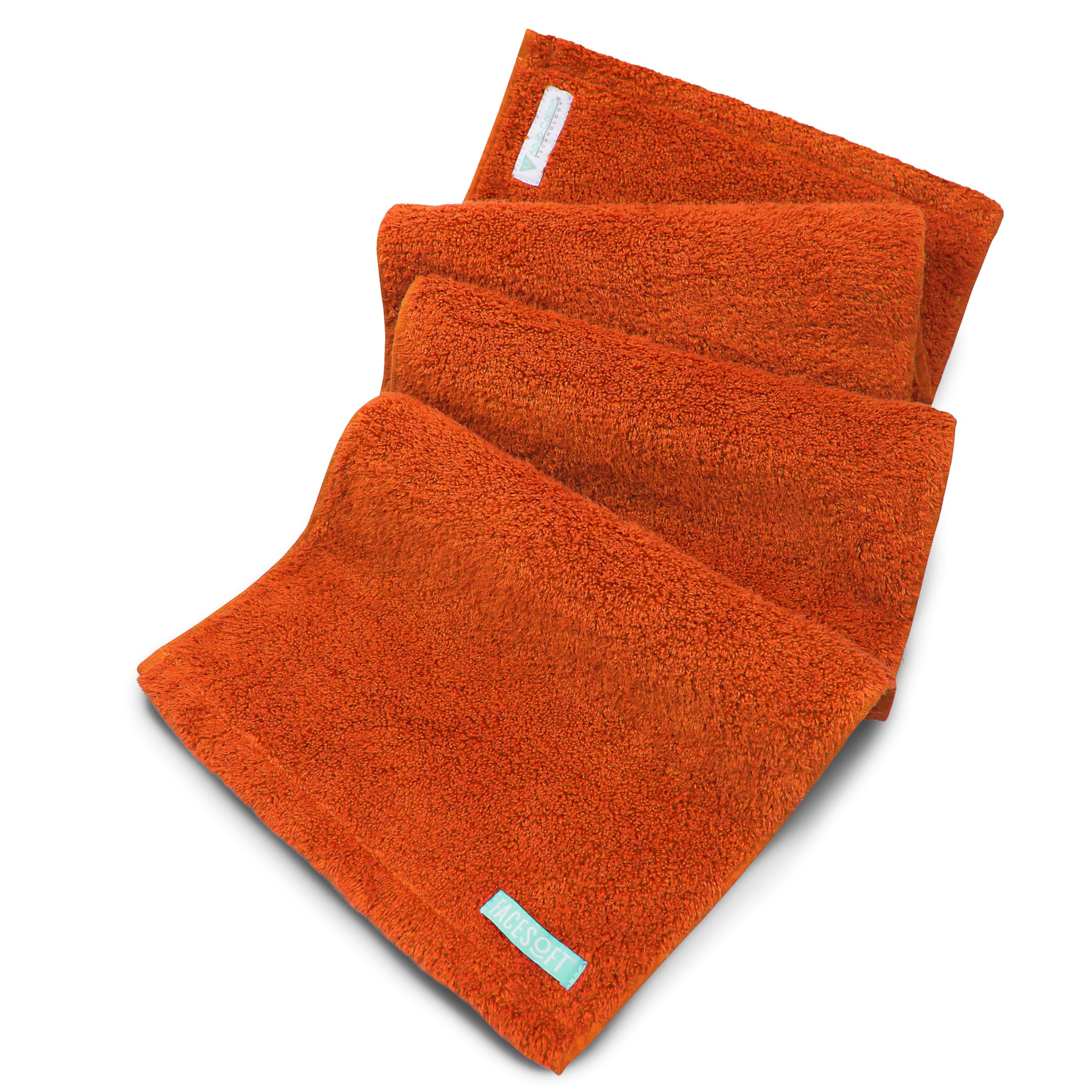 Facesoft Eco Sweat Active Towel - Soft and Absorbent Cotton Exercise Towel - No Synthetic Microfibers or Plastics - Perfect Sweat Towel for Gym, Exercise, Fitness, Sports, Yoga - Orange - 1 Pc