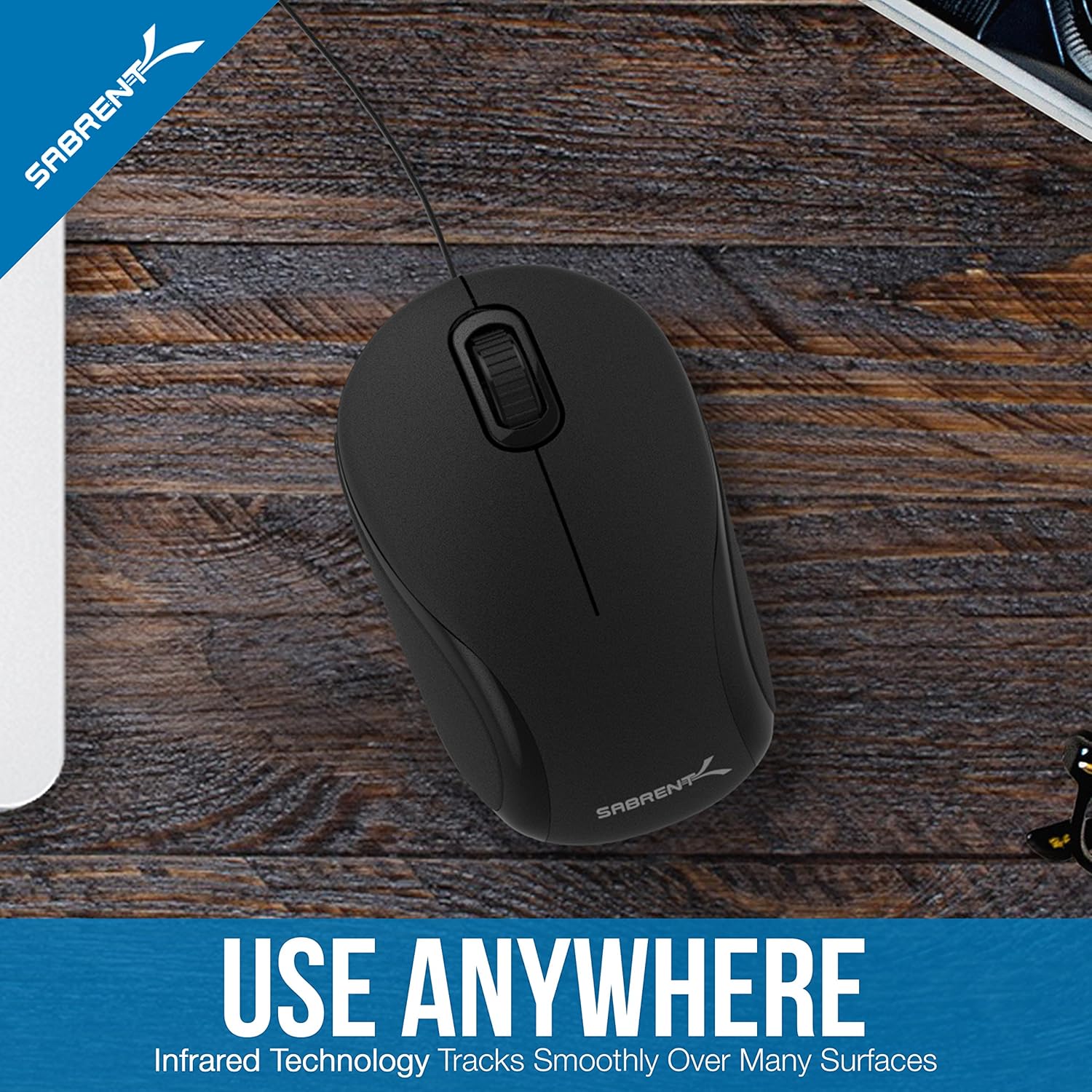 Sabrent Mini Travel USB Optical Mouse with Retractable Cable for Computers and laptops | Mac & PC Compatible (MS-OPMN): Computers & Accessories