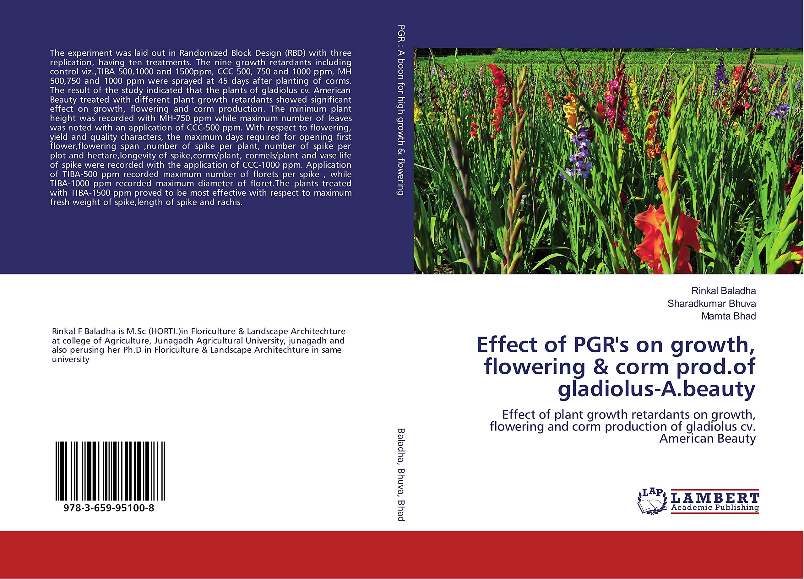 Effect of PGR's on growth, flowering & corm prod.of