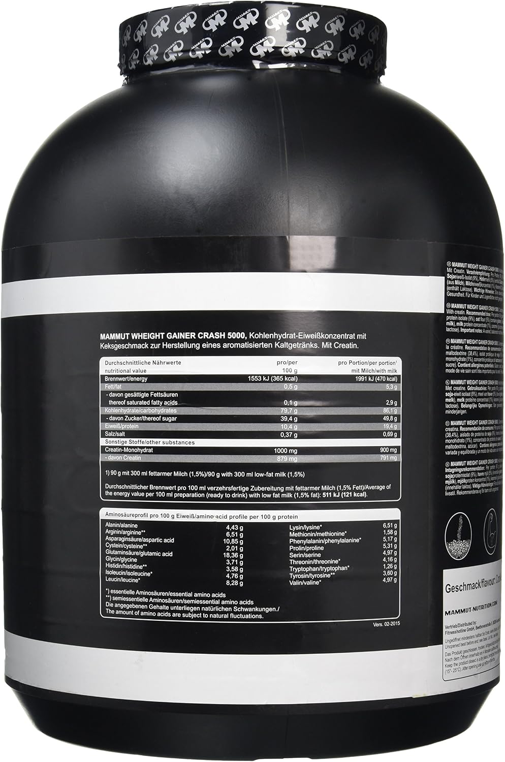 Mammut 4500 g Cookies Weight Gainer Crash 5000, 4500 g Dose - Image 4