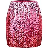 Shestellar Women's Sequin Skirt Sparkly Glitter High Waist Bodycon Mini Skirt for Party Club Night Out Cocktail