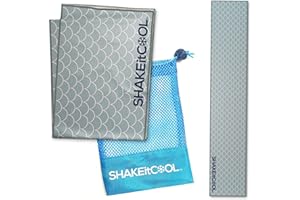 SHAKEitCOOL Original Cooling Towel – Be Cool in Style - Heat Relief, Soft, Lightweight, Sun Protection, Easy Clean - Perfect for Biking, Running, Yoga, Gym, Gardening - Green Scale