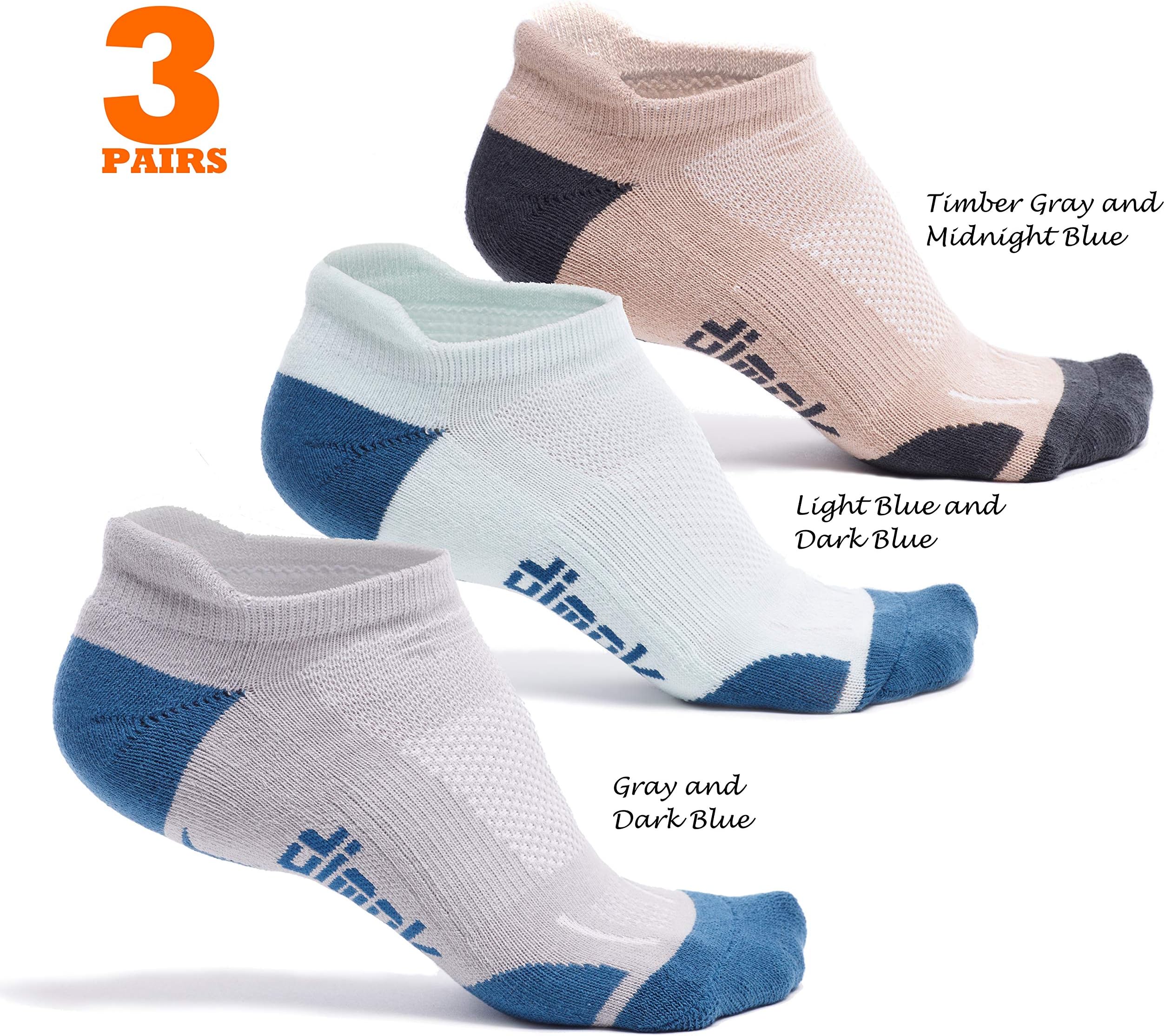 dimokAthletic Running Socks - No Show Wicking Blister Resistant Long Distance Sport Socks for Men and Women