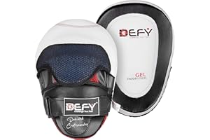 DEFY CHALLENGE YOUR FEAR DEFY Gel Padded Punch Mitts Boxing Pads Focus Mitts Punching MMA Hook and Jab Curved Training Kickboxing, Striking, Muay Thai Martial Arts Focus Pad
