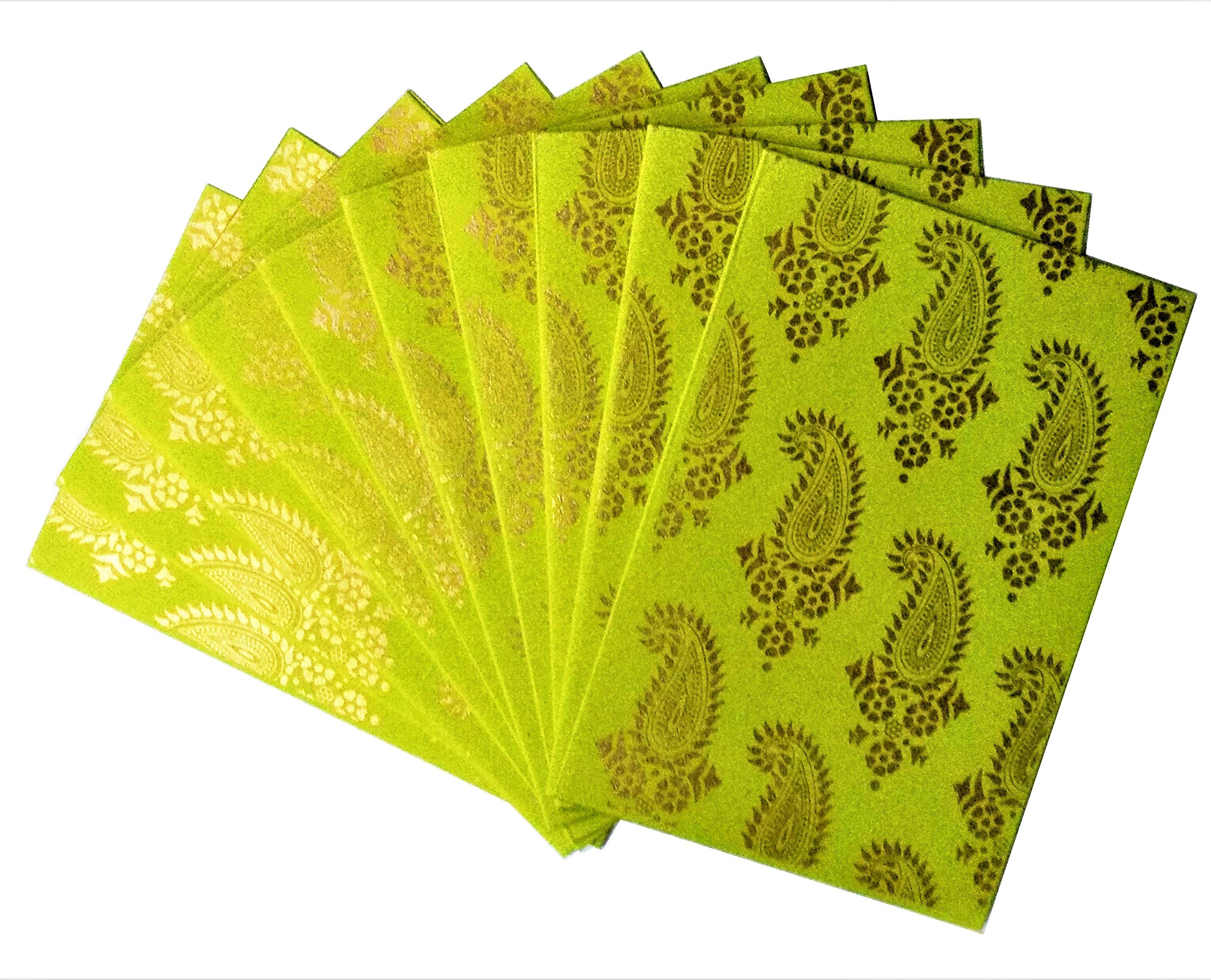 Purpledip Paper Card-Envelope Pack (Set of 10) 'Mystic Beauty': Handmade Organic Paper Cards 6 * 4 inches For Personalized Greetings (11453)