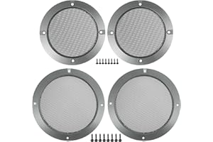 ACROPIX Universal 4" 6.5" Speaker Grills Cover Mesh Round 4 inch 6.5 inch Audio Speaker Subwoofer Guard Protector Case with Mounting Screws Iron Gray - Pack of 4