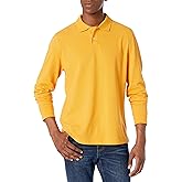 Amazon Essentials Mens Long Sleeve Polo Shirt with Collar, Regular-Fit Pique