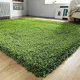 Prime Plus Modern Extra Thick Shaggy Rug Green 60 x 110 cm Large Area Rug