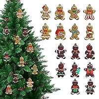 Christmas Decorations - 16-Piece Gingerbread Man Ornaments for Christmas Tree Set with Gift Box, 3 Inch Assorted Hanging Decor for Christmas Tree, Indoor Home, Office & Holiday Party Decoration