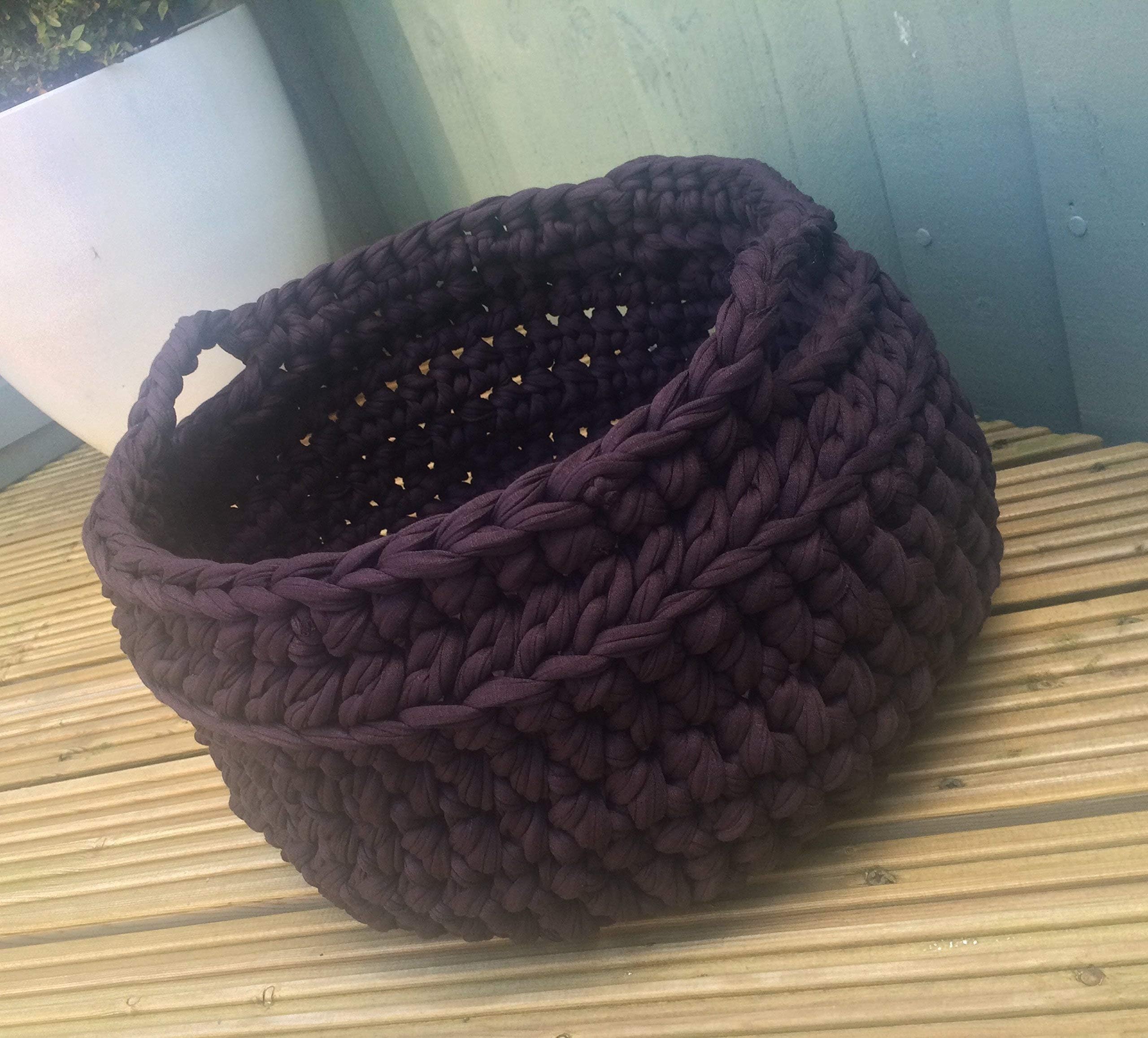 Large Chunky Handmade T-shirt Yarn Crochet Tub