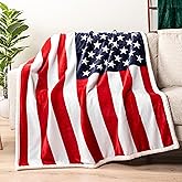 Pavilia Patriotic Blanket - American Flag Throw Blanket for Sofa Couch Bed, Soft Microfiber Sherpa Fleece Reversible, USA Military Veteran July 4th Gift - 50 x 60 Inches