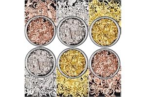 editTime 6 Wheels Mixed style Multi-size 3D Metal Punk Studs Star Moon Heart Triangle Square with Multi-size Mini Nail Caviar Micro Round Ball Beads for Nail Art DIY (Metal)