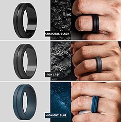 ThunderFit Silicone Wedding Rings for Men, Brushed