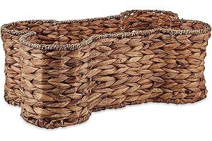 Bone Dry Pet Storage Collection, Bone Shape Hyacinth Toy Basket, Dark Brown, Small