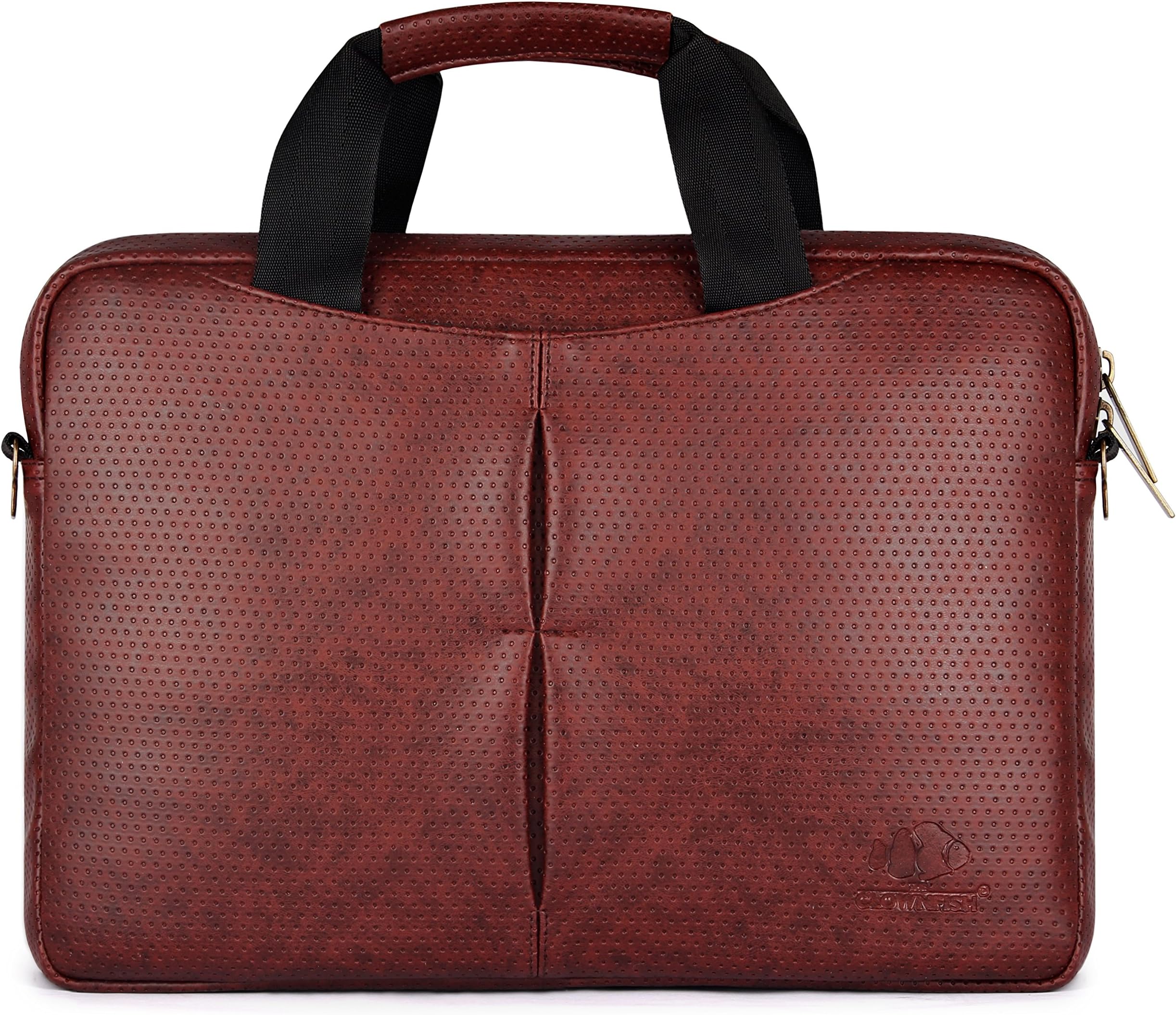 The Clownfish Leather 4.6 Ltr Brown Black Laptop Briefcase
