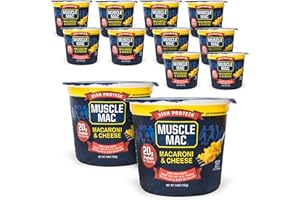 Muscle Mac Macaroni and Cheese Dinner with Real Cheese, Microwaveable, 20g of protein, 3.6 oz per cup (Pack of 12)