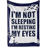 Huglanket Funny Gifts for Men, Dad, Grandpa, Uncle, I'm Not Sleeping I'm Resting My Eyes, Funny Blanket Throws Gift for Birthday, Christmas, 50"x 65"