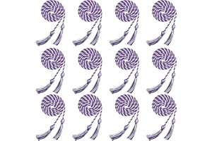 Cagemoga 12 Pieces Graduation Honor Cord Braided Honor Cord with Tassel Graduation Decoration Braided Cords for Graduation Students Grad Days and Graduates Photography (Pruple with White)