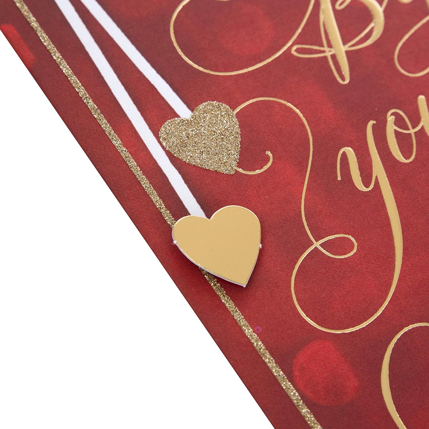 Hallmark Valentine's Card for Partner - Red & Gold Message Design, Deep Red & Gold Heart, 22.8cm by 15.9cm - Image 5