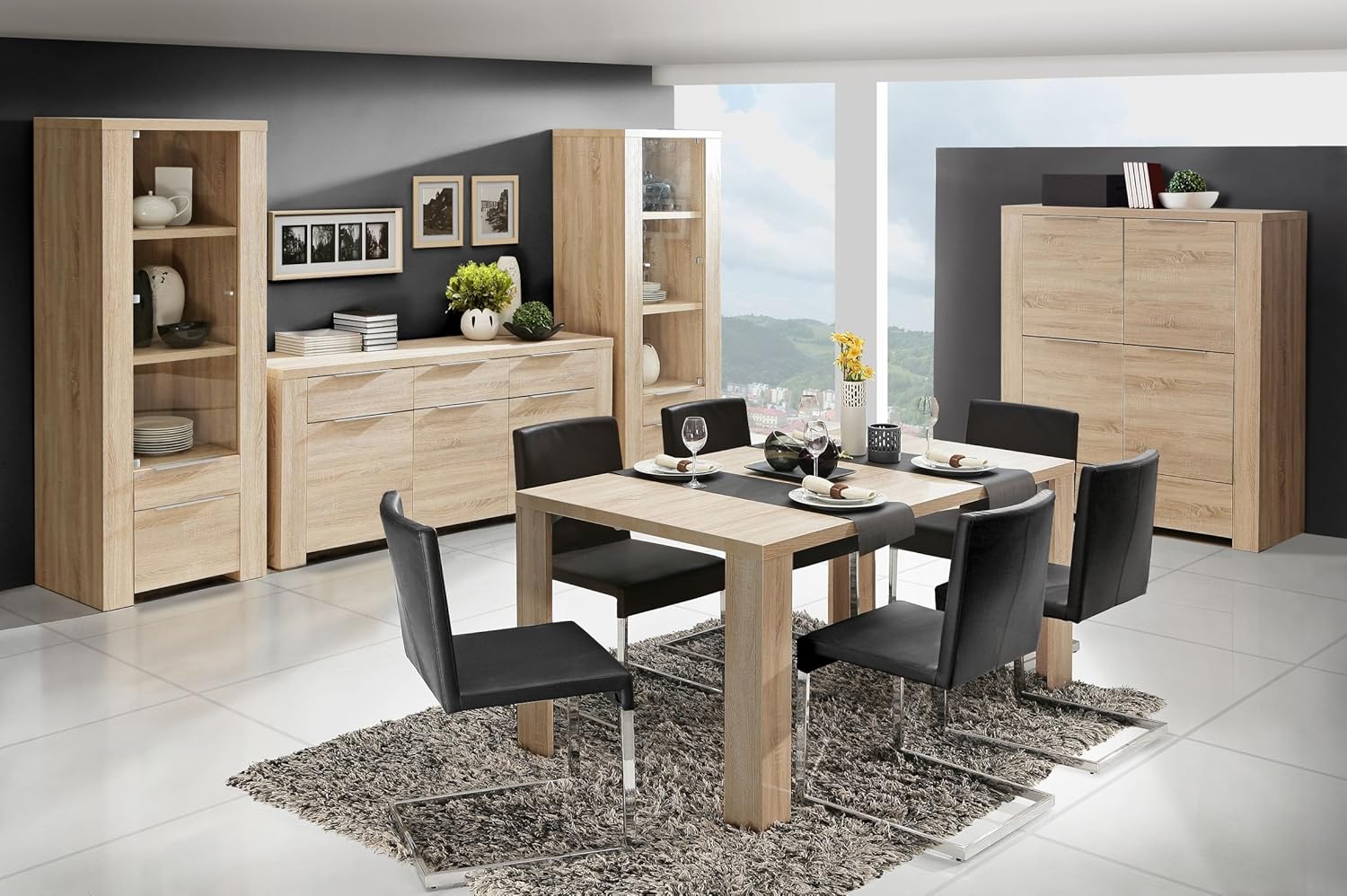 Forte Calpe Esstisch Holzwerkstoff Sonoma Eiche Dekor 160 X 90 X 76 Cm Amazon De Kuche Haushalt