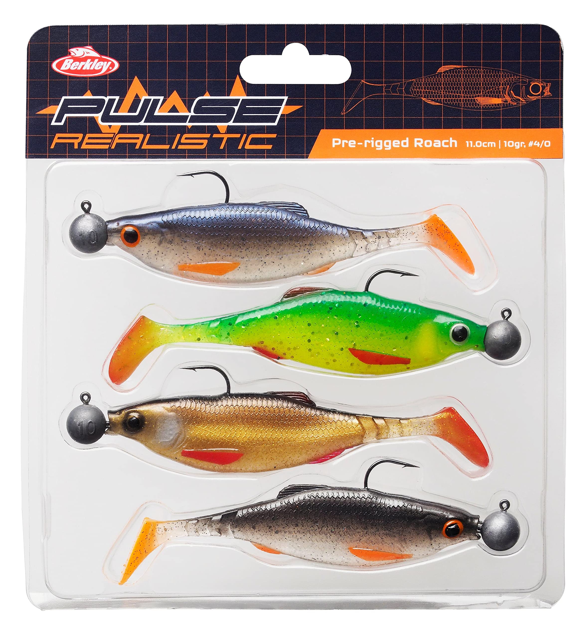 Berkley Pulse Realistic Roach Prerigged, Fishing Hook, Soft Lures, PredatorFishing, Zander, Unisex, Assorted, 15g | 150mm