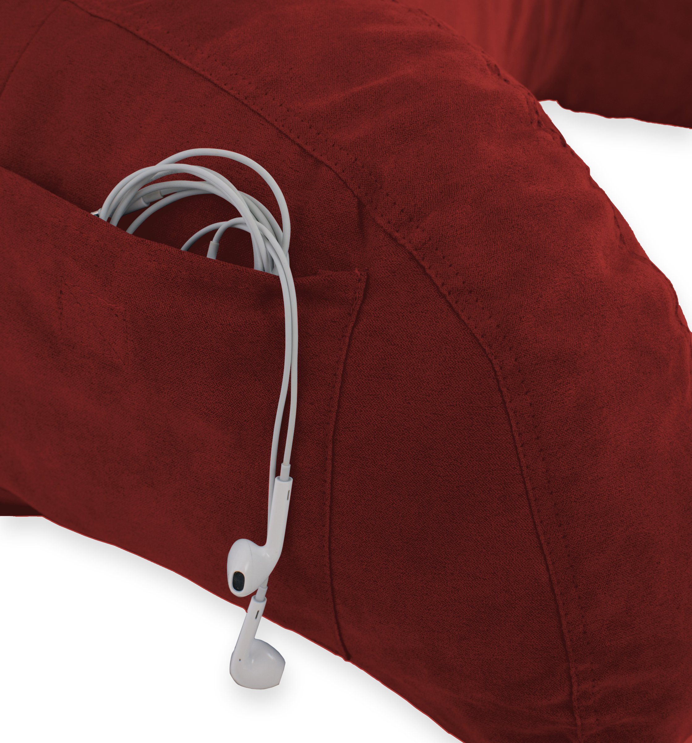 Deluxe Comfort Microsuede Bed Rest - Reading and Bed Rest Lounger - Soft But Firmly Stuffed Fiberfill - Back Rest with Arms - Bed Pillow, Red