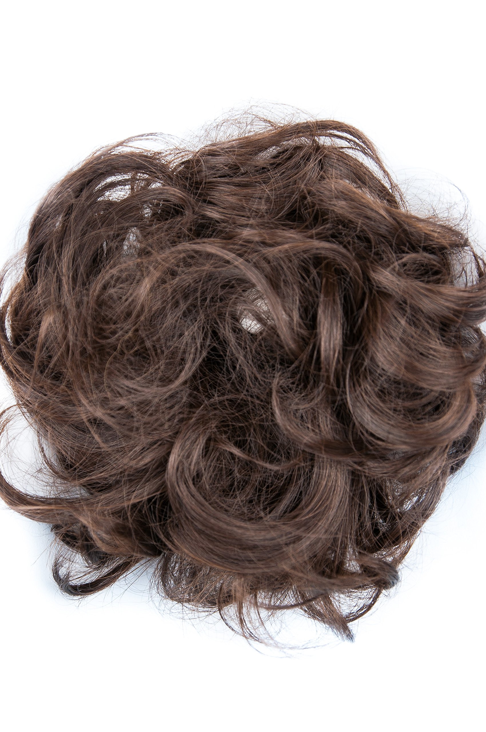 Bombshell Hair Scrunchy Scrunchie Bun Up Do Hair Piece Hair Ribbon Ponytail Extensions Wavy Messy Bun (M10 LIGHT CHOCOLATE BROWN)