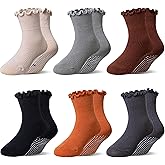 Eocom Toddler Ruffle Socks Baby Girls Non Slip Frilly Dress Cotton Grips Socks 6 Pairs
