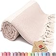 Bazaar Anatolia Turkish Bath Towel 100% Cotton Beach Towels Oversized Quick Dry Hot Tub Towels Decor Sheets Bathroom Towels Sand Free Camping Blanket Cream 71x39 inches - Diamond Beige