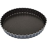 Matfer Bourgeat Exopan Fluted Tart and Quiche Pan with Removable Bottom, 9 1/2" Diameter, Dark Gray