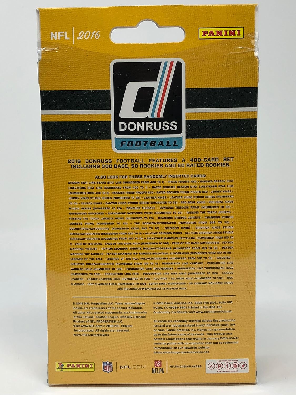 Box Hanger Football Donruss Panini 2016 2016 Box Hanger