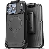 Encased Thin Armor for iPhone 17 Pro Max Case with Belt Clip (Compatible with MagSafe) Slim Flexible TPU Cover with Rotating Holster (Matte Black)