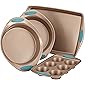 Rachael Ray Cucina Bakeware Set Includes Nonstick Cake Cookie Baking Sheet and Muffin Cupcake Pan, 4 Piece, Latte Brown…