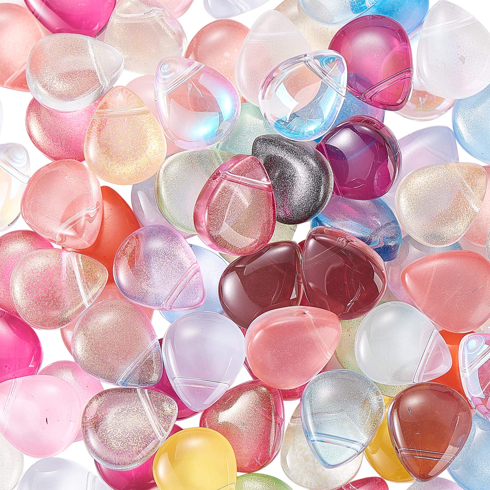 Airssory 100 Pcs Glass Crystal Beads Top Drilled Beads Mixed Style Teardrop for Jewelry Making DIY Crafts Accessories - 12.5x10.5mm